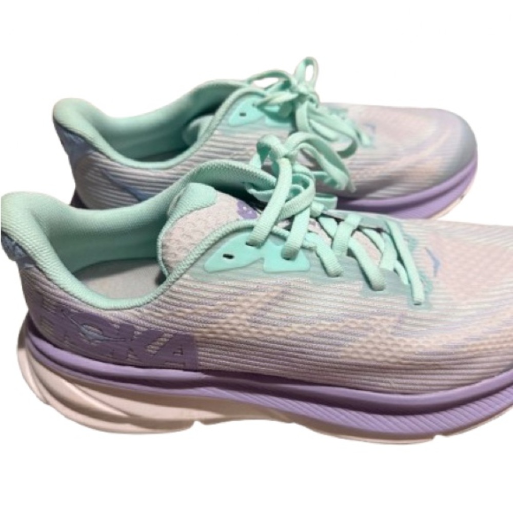 Hoka One One Women's Pastel Mint and Lavender Sneakers